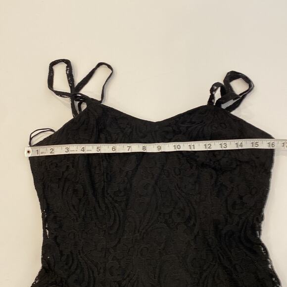 All That Jazz Vintage 90’s Black Lace Mini Dress Sz 2 Nylon Rayon Lined Zipper - Picture 7 of 12